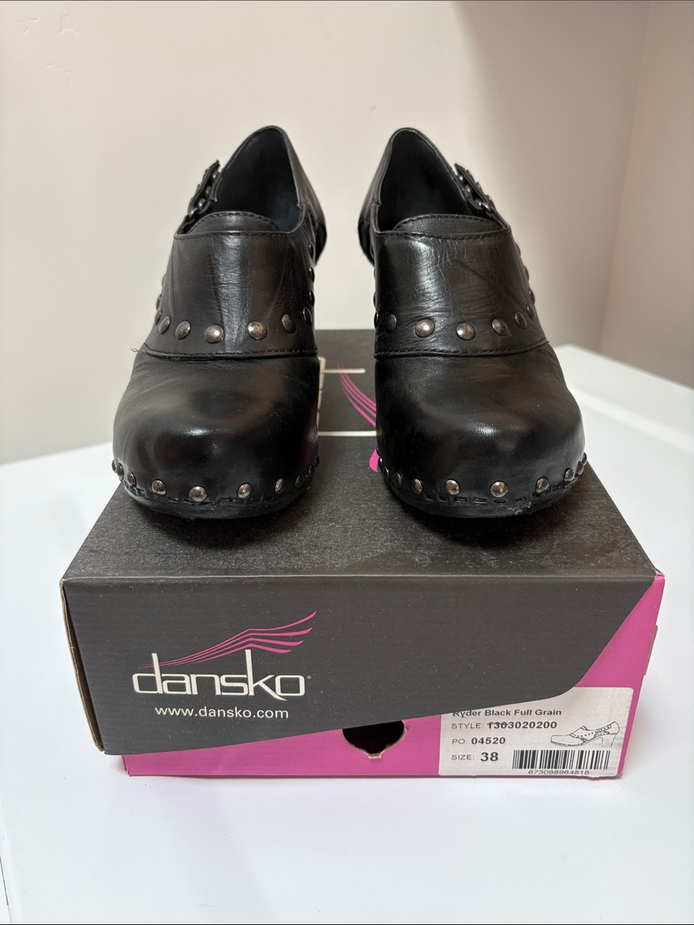 Dansko Ryder Black Full Grain Studded Leather Clogs - Women's